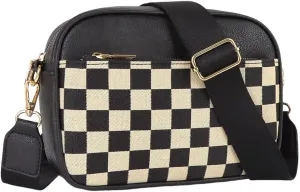 Checkered Crossbody Bag Checkerboard Purse For Women Plaid Pattern Shoulder Bags Colorblock Leather Handbag