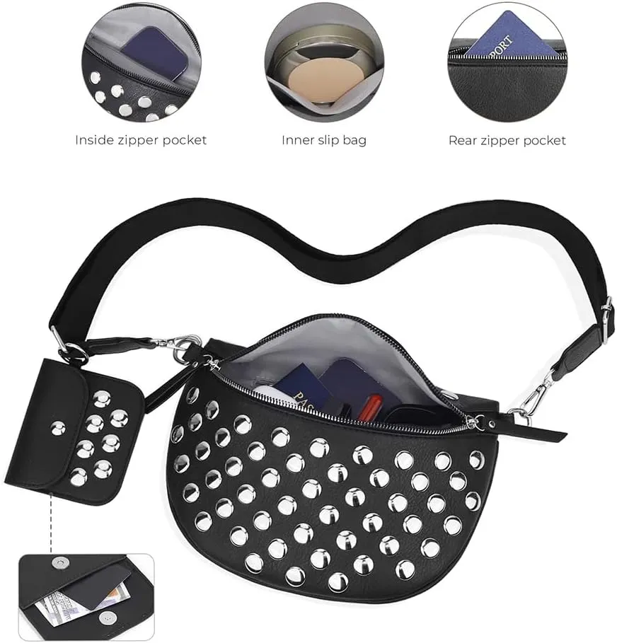 Checkered Crossbody Bag for Women Checkerboard Bum Bags PU Canvas Sling Purse with Mini Wallet