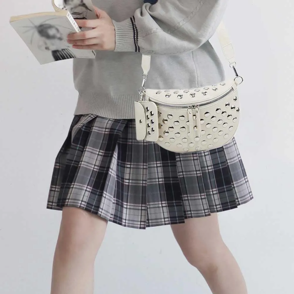 Checkered Crossbody Bag for Women Checkerboard Bum Bags PU Canvas Sling Purse with Mini Wallet