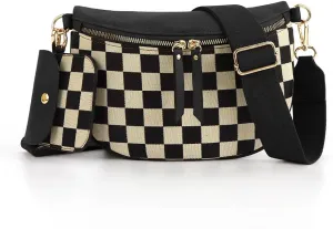 Checkered Crossbody Bags For Women Checkerboard Bum Bag Plaid Pattern Purse Colorblock Fanny Pack