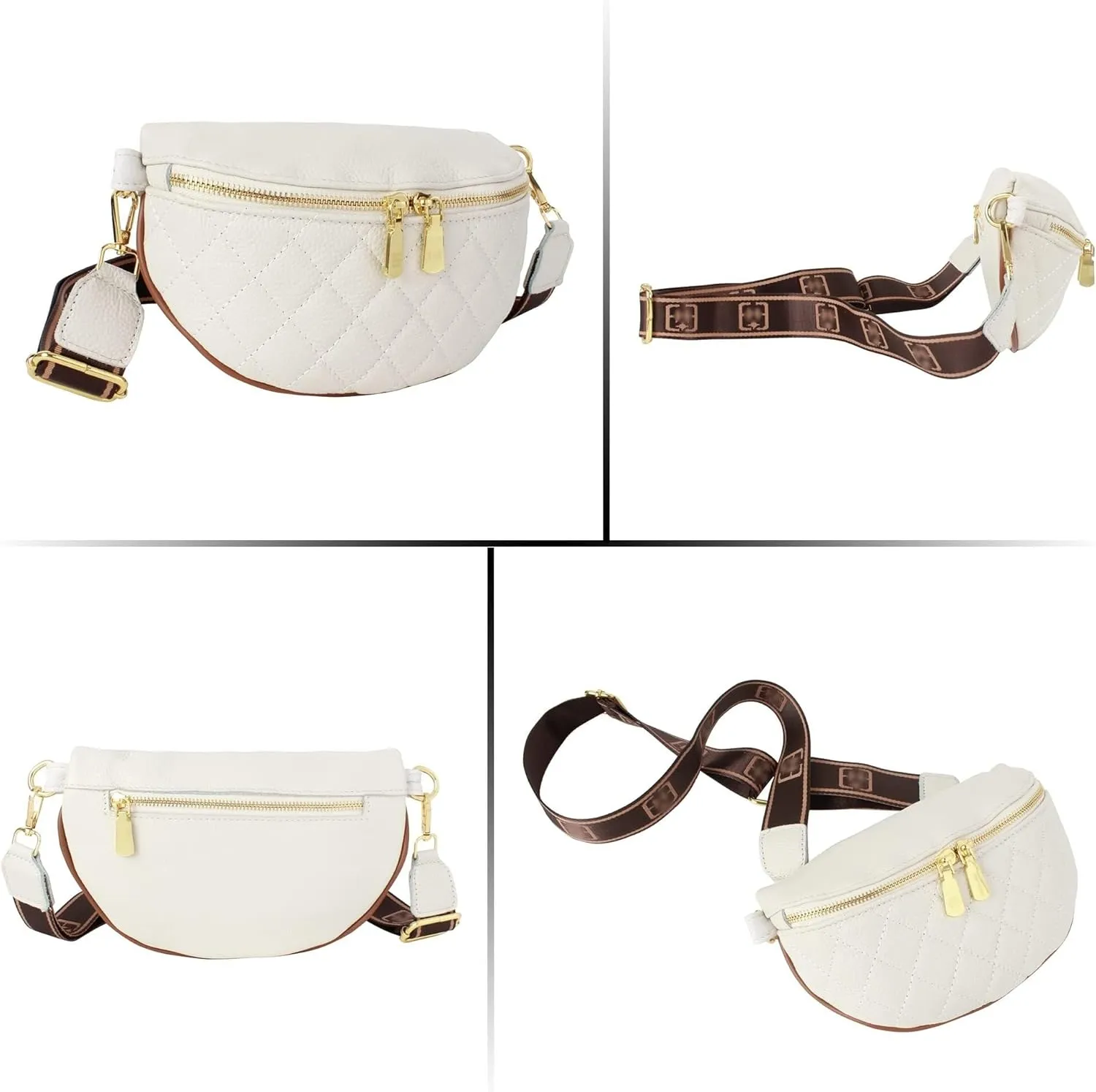 Chest Phone Purse Wide Straps Crossbody Shoulder Dazzling Rhinestones Fanny Pack Slide Zip Waist Pack