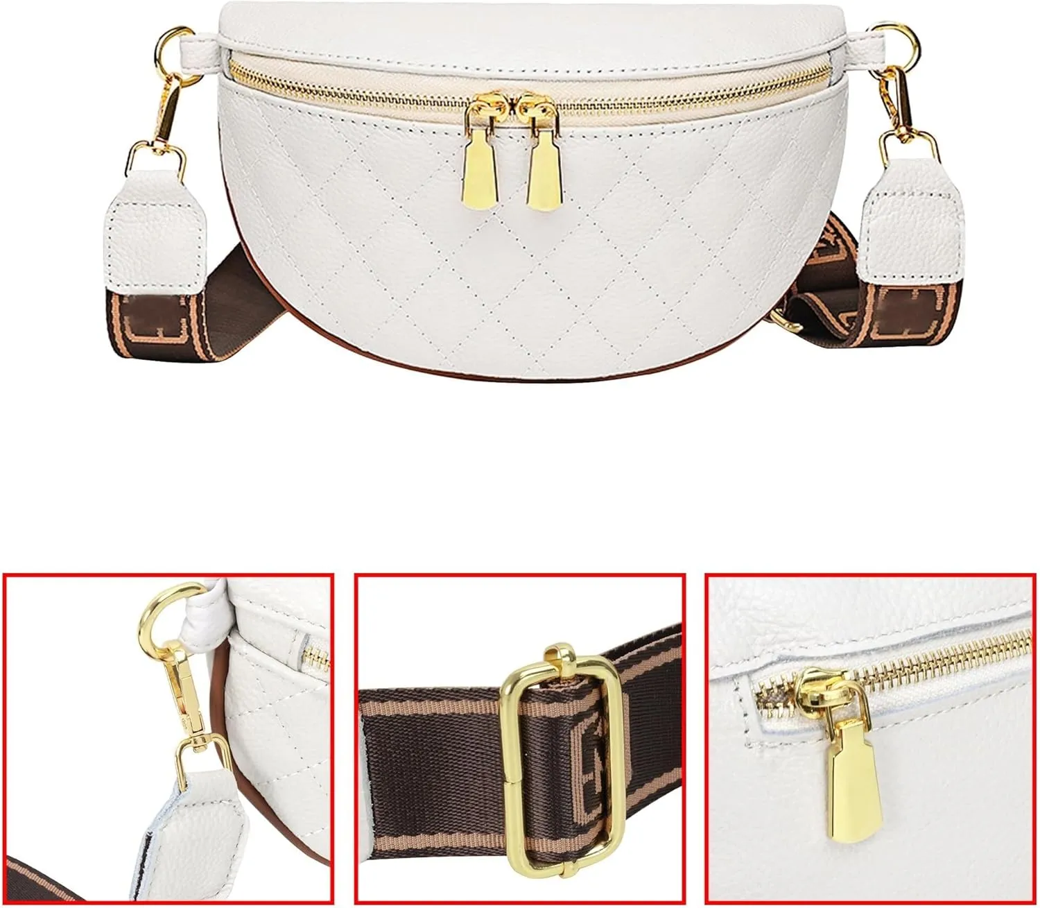 Chest Phone Purse Wide Straps Crossbody Shoulder Dazzling Rhinestones Fanny Pack Slide Zip Waist Pack