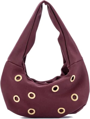 Chic Rivet Studded Suede Crescent Shoulder Bags for Women Small Underarm Handbag Satchels Party Clutch