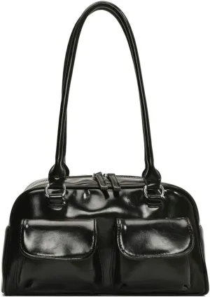 Chic Shoulder Bag for Women Glossy PU Leather Purses Fashion Small Tote Handbag Y2k Top Handle Satchel