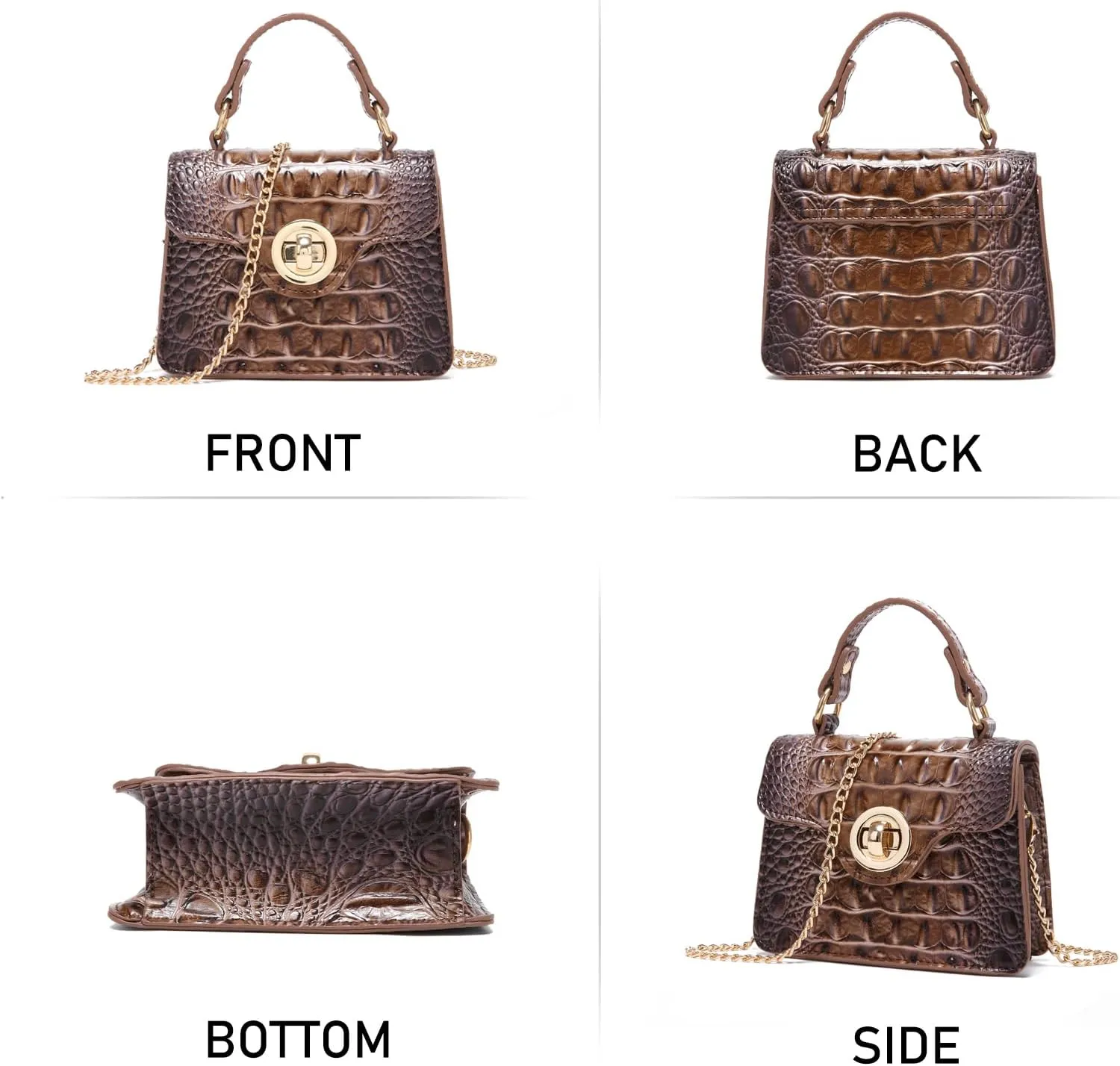 Chic Women Crocodile Leather bags Mini Top-Handle Clutch Compact Evening Bag Stylish Accessory for Essentials