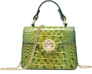 Chic Women Crocodile Leather bags Mini Top-Handle Clutch Compact Evening Bag Stylish Accessory for Essentials