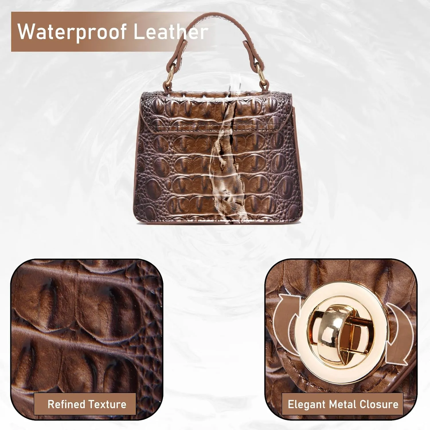 Chic Women Crocodile Leather bags Mini Top-Handle Clutch Compact Evening Bag Stylish Accessory for Essentials