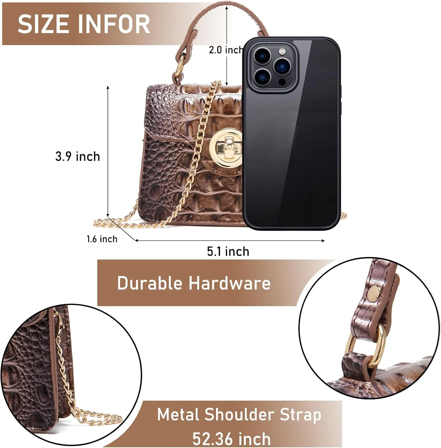Chic Women Crocodile Leather bags Mini Top-Handle Clutch Compact Evening Bag Stylish Accessory for Essentials
