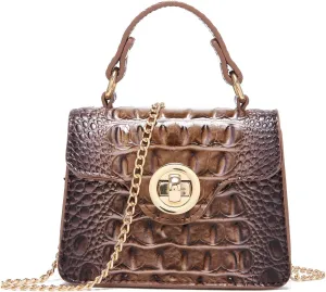 Chic Women Crocodile Leather bags Mini Top-Handle Clutch Compact Evening Bag Stylish Accessory for Essentials