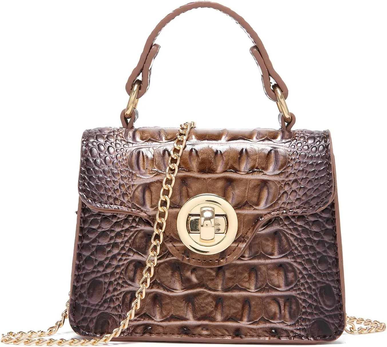 Chic Women Crocodile Leather bags Mini Top-Handle Clutch Compact Evening Bag Stylish Accessory for Essentials