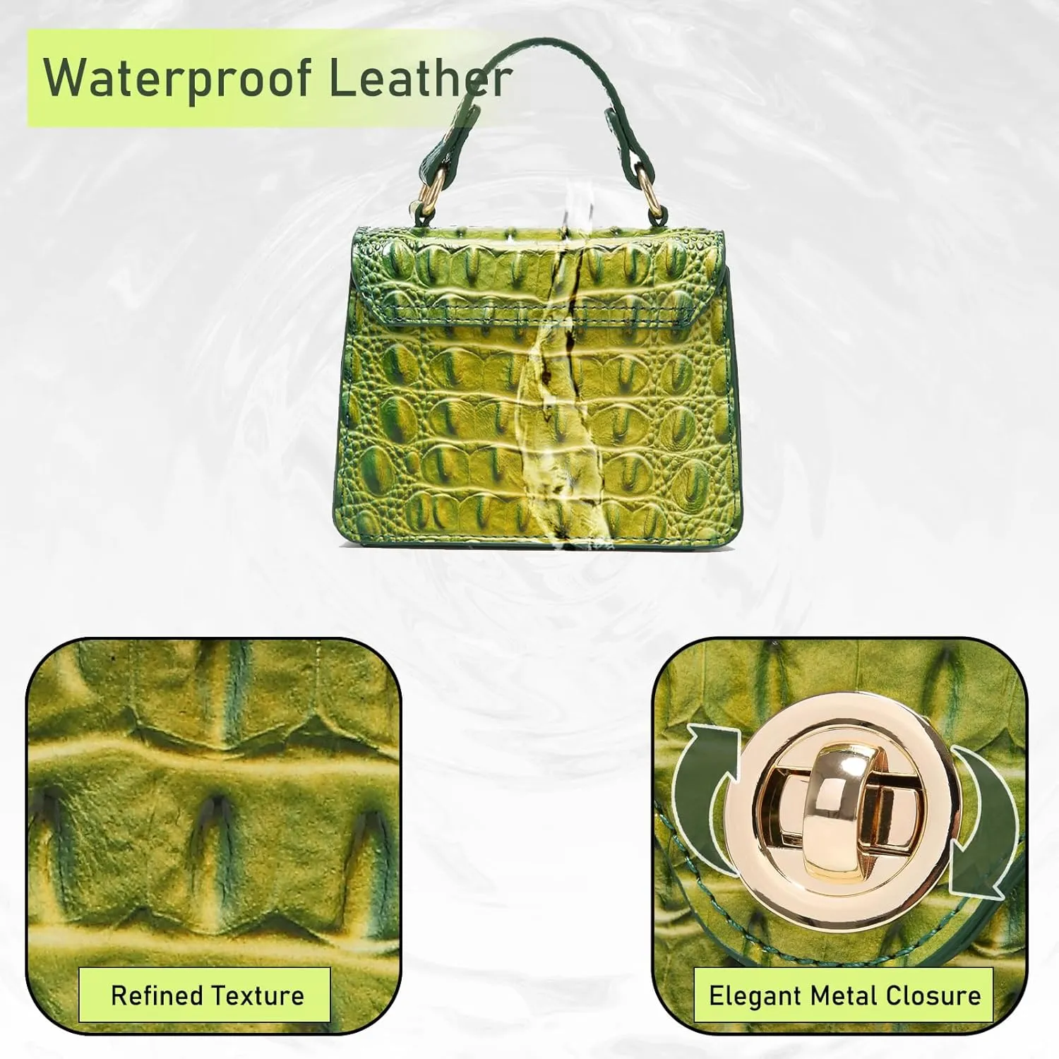Chic Women Crocodile Leather bags Mini Top-Handle Clutch Compact Evening Bag Stylish Accessory for Essentials