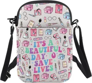CHOORO Nurse Shoulder Bag It's A Beautiful Day To Save Lives Crossbody Bag Doctor Gift Registered Nurse Gift Med Student Gift