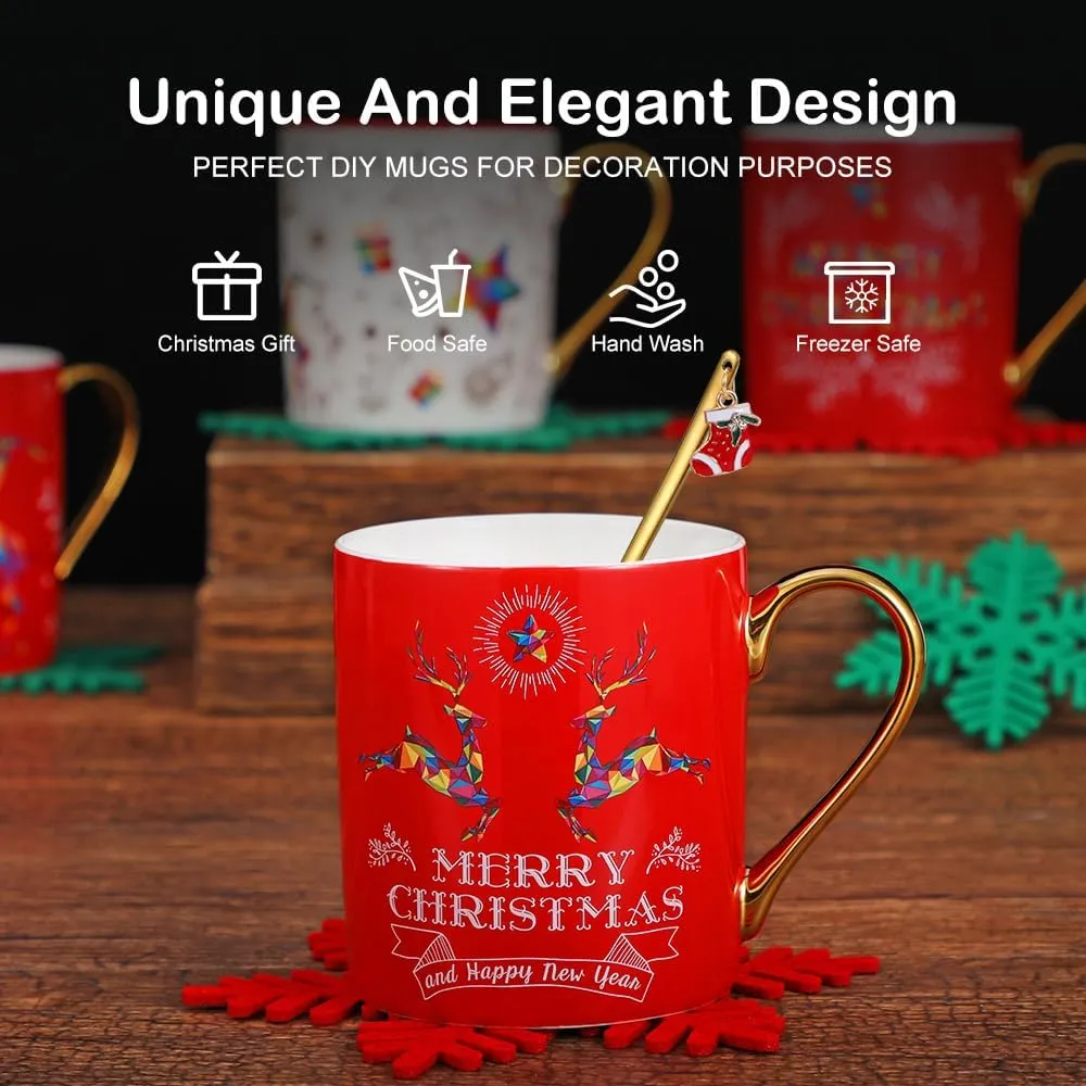 Christmas Coffee Mugs, 6 Piece Set, Theme Mug Set, Gifts for Family/Colleagues/Friends, for Gatherings/Holiday Parties
