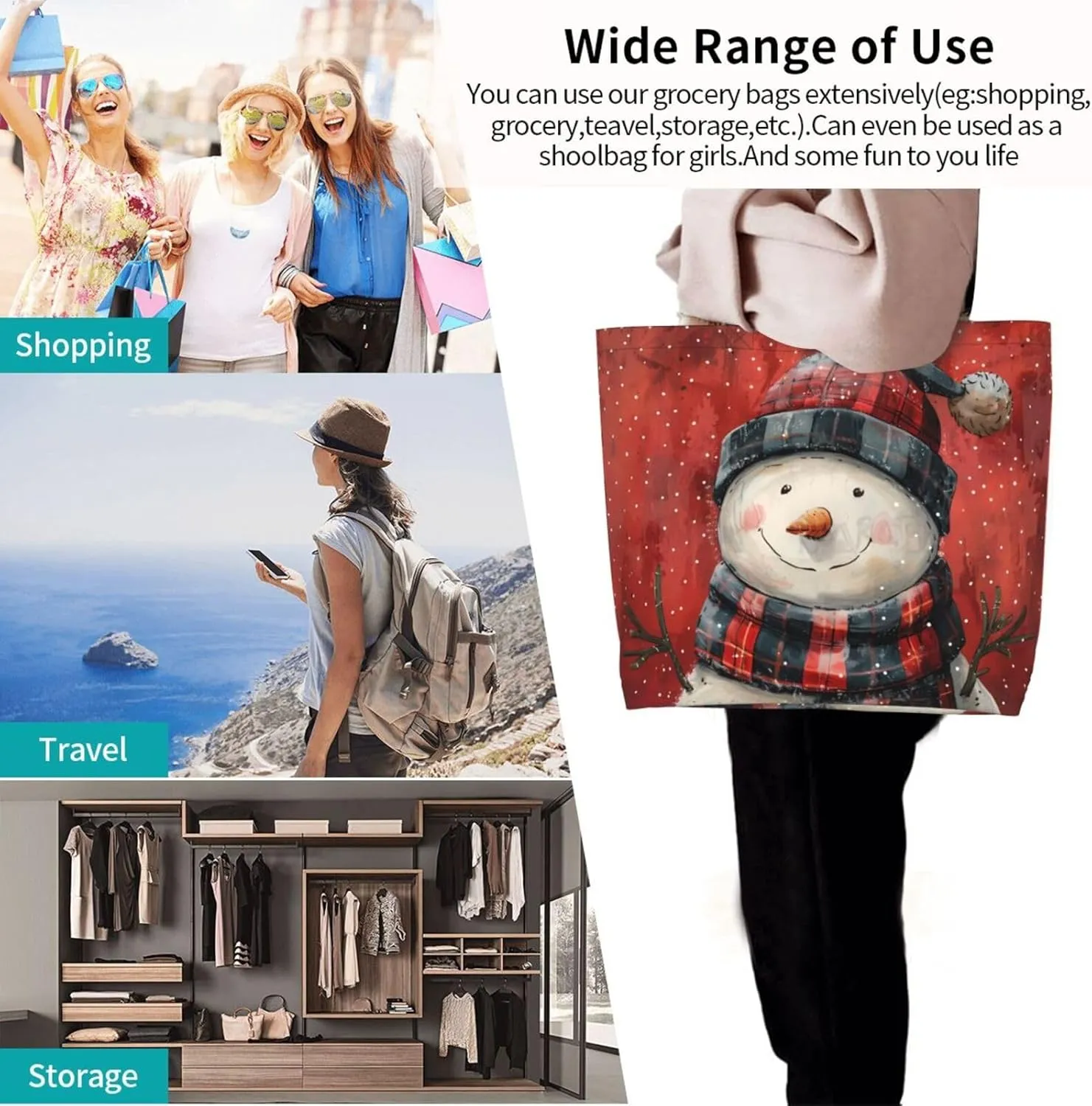 Christmas Tote Bags women Large shopping Bag Christmas Handbags Travel Bags