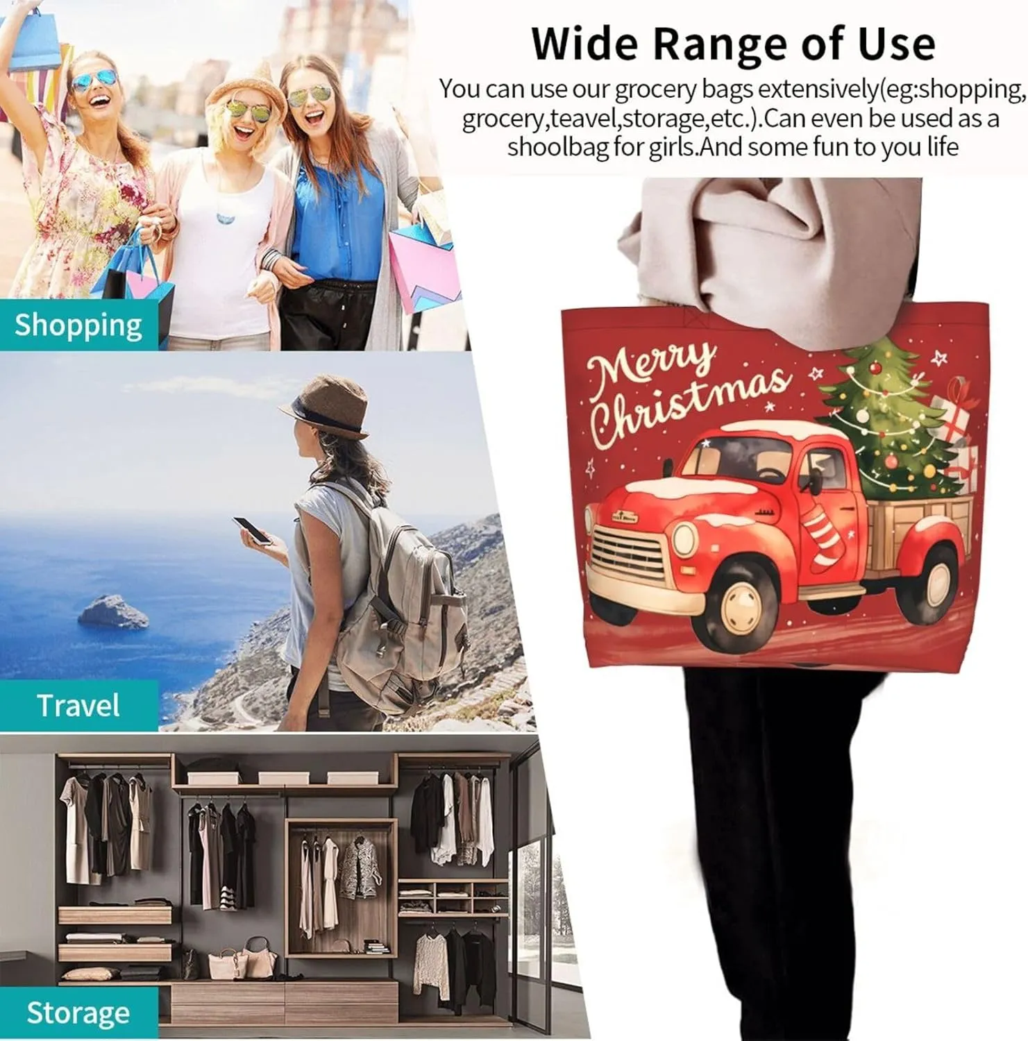 Christmas Tote Bags women Large shopping Bag Christmas Handbags Travel Bags