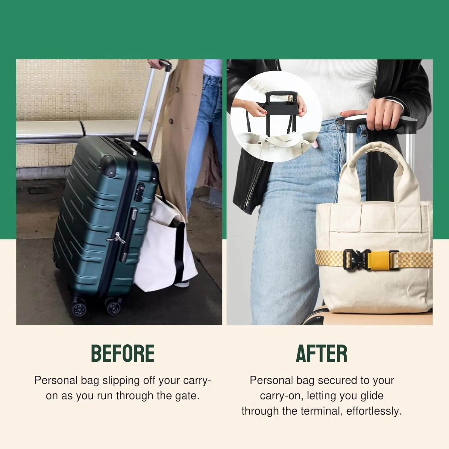 Cincha Mini Travel Belt for Luggage - Stylish & Adjustable Add a Bag Luggage Strap for Carry On Bag - Airport Travel Accessories for Women & Men - As Seen on Shark Tank (Cream and Marigold)