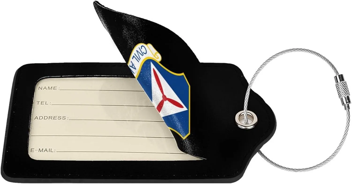 Civil Air Patrol Leather Baggage Bag Luggage Tags with Privacy Cover and Stainless Steel Loop