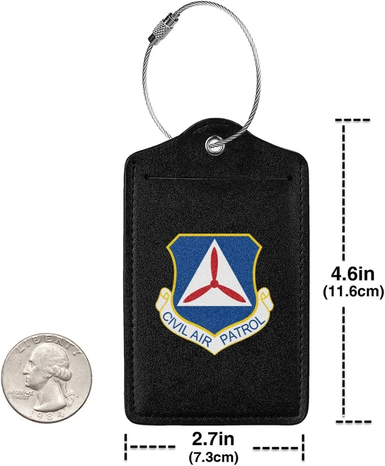 Civil Air Patrol Leather Baggage Bag Luggage Tags with Privacy Cover and Stainless Steel Loop