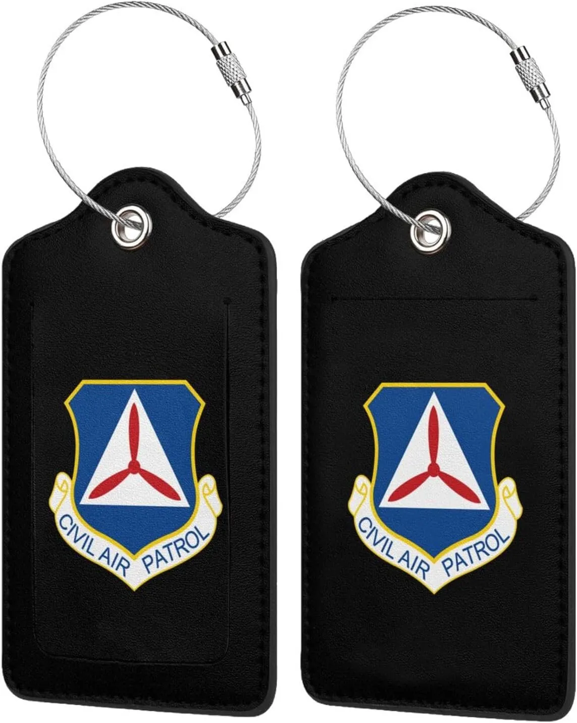 Civil Air Patrol Leather Baggage Bag Luggage Tags with Privacy Cover and Stainless Steel Loop