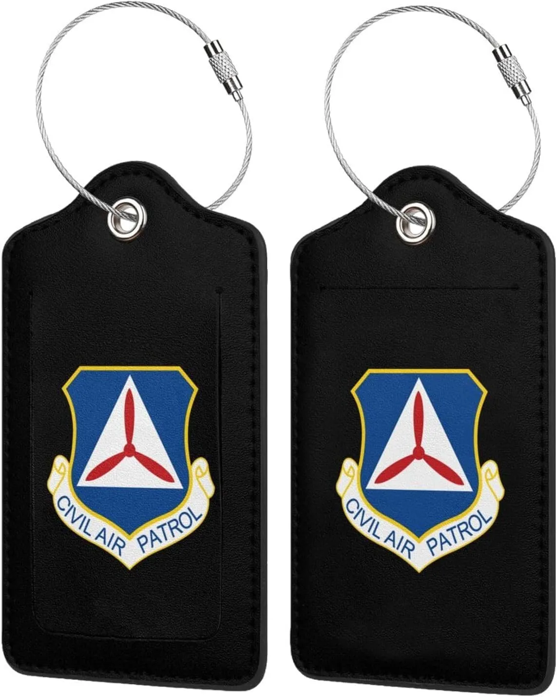 Civil Air Patrol Leather Baggage Bag Luggage Tags with Privacy Cover and Stainless Steel Loop