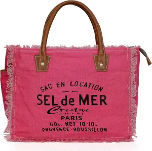 CLA Bags Sel De Mer Upcycled Canvas & Cowhide Tote