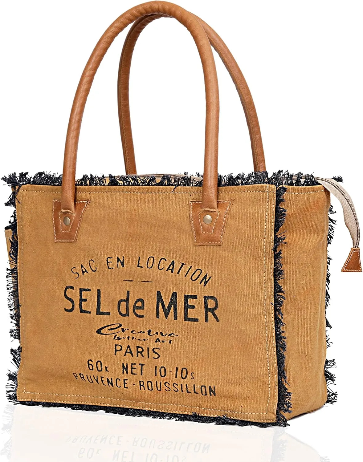 CLA Bags Sel De Mer Upcycled Canvas & Cowhide Tote