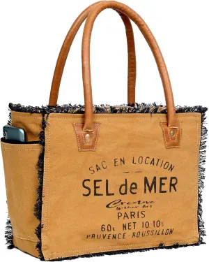 CLA Bags Sel De Mer Upcycled Canvas & Cowhide Tote