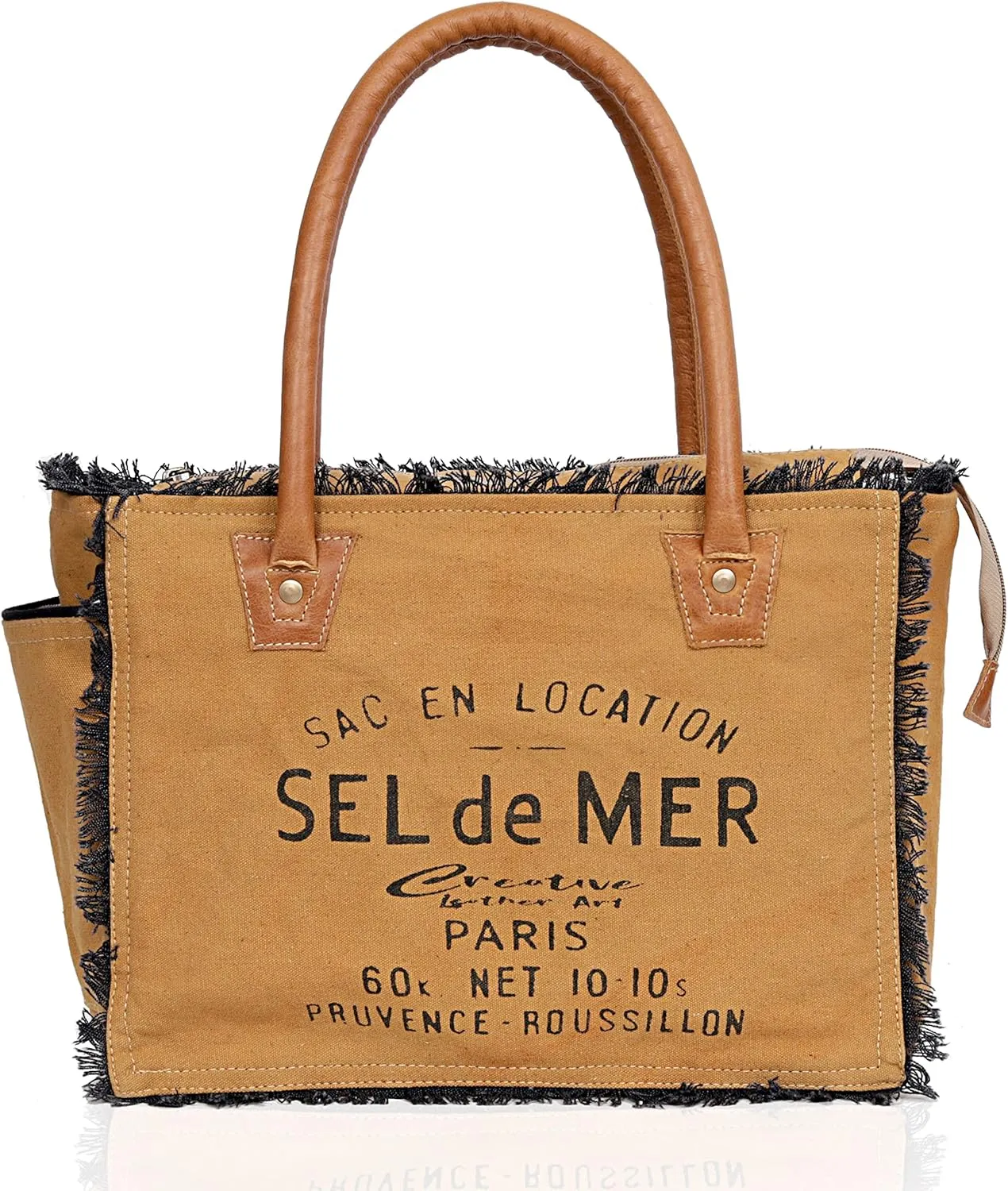 CLA Bags Sel De Mer Upcycled Canvas & Cowhide Tote