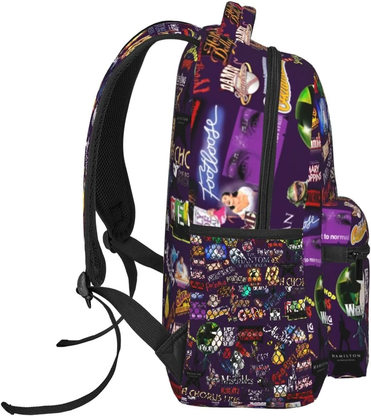 Classic Canvas Shoulder Bag, Musical Collage Backpack Travel Knapsack Lightweight Daypack