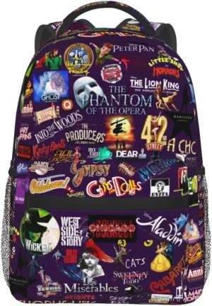 Classic Canvas Shoulder Bag, Musical Collage Backpack Travel Knapsack Lightweight Daypack