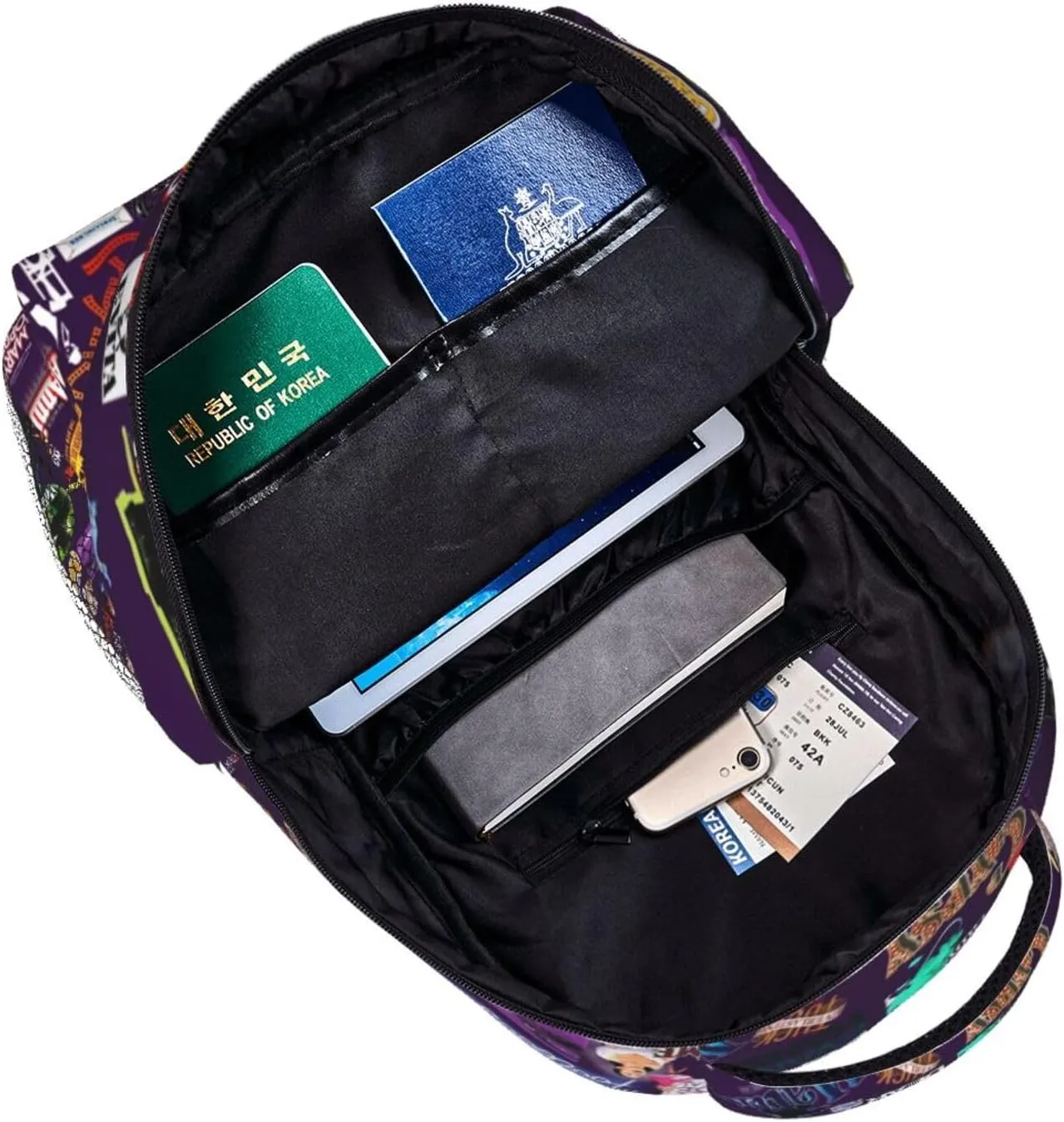 Classic Canvas Shoulder Bag, Musical Collage Backpack Travel Knapsack Lightweight Daypack
