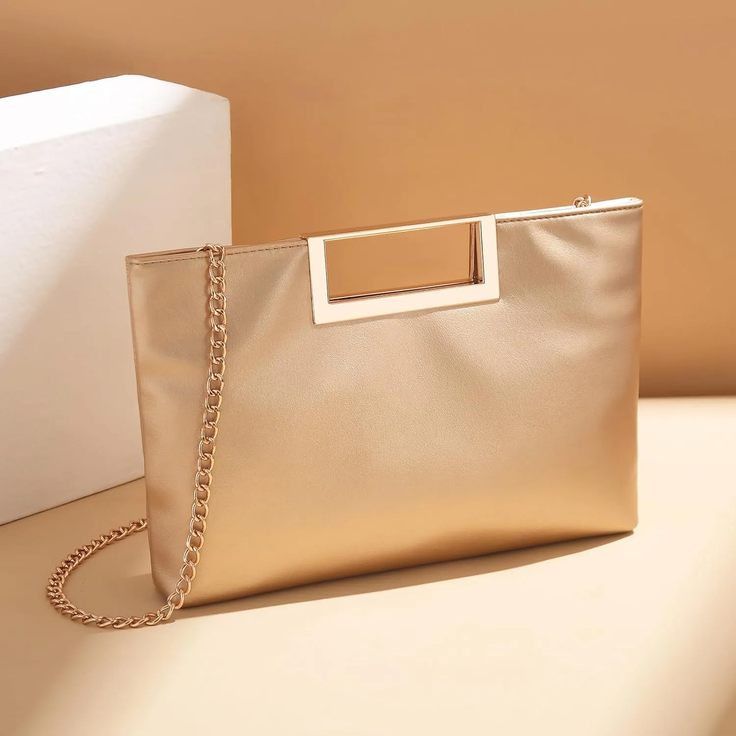Classic Top-Handle Bag for Women Trendy Crossbody Clutch Purse PU Leather Fashion Handbag with a Mental Strap