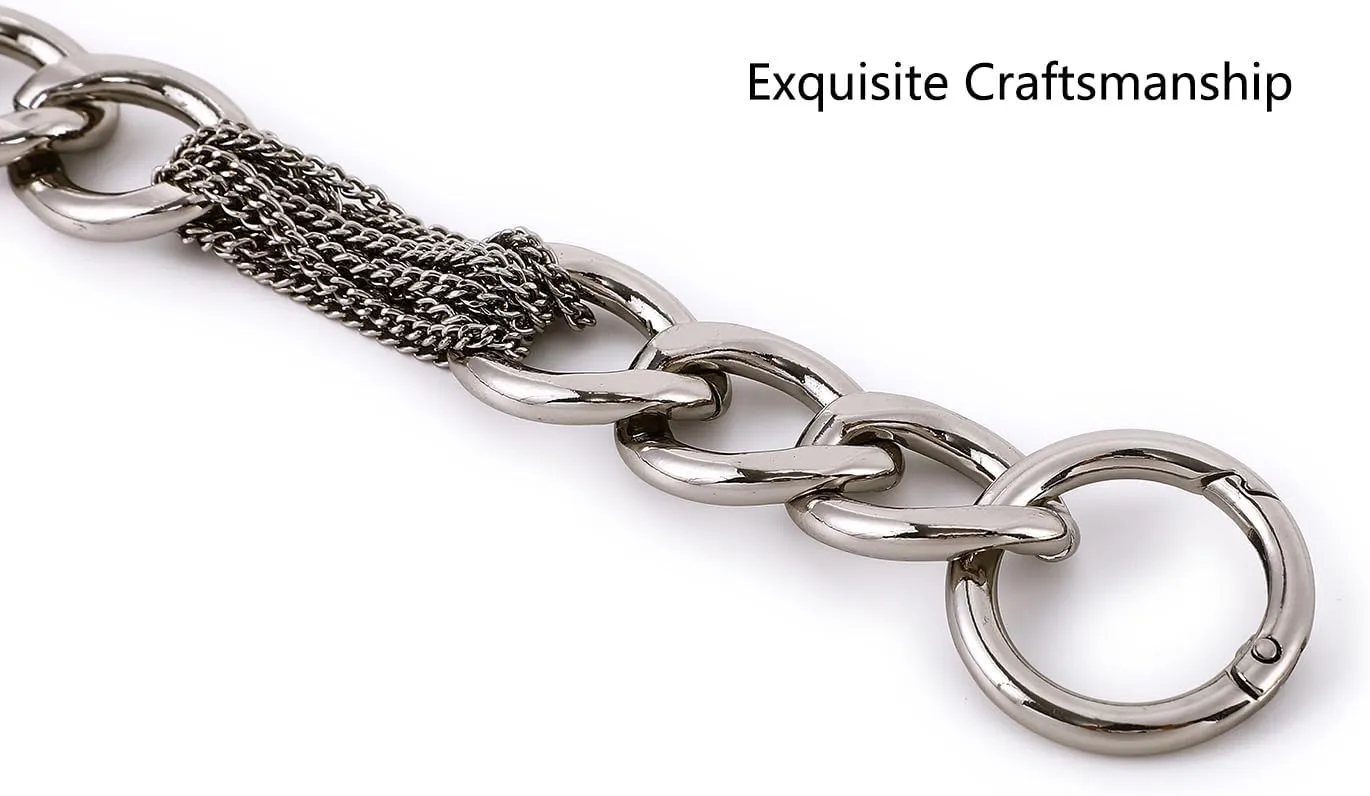 Classy Metal Tassels Bag Chains Purse Handles Shoulder Strap Replacement Charms Accessories (Silver Big 17'')