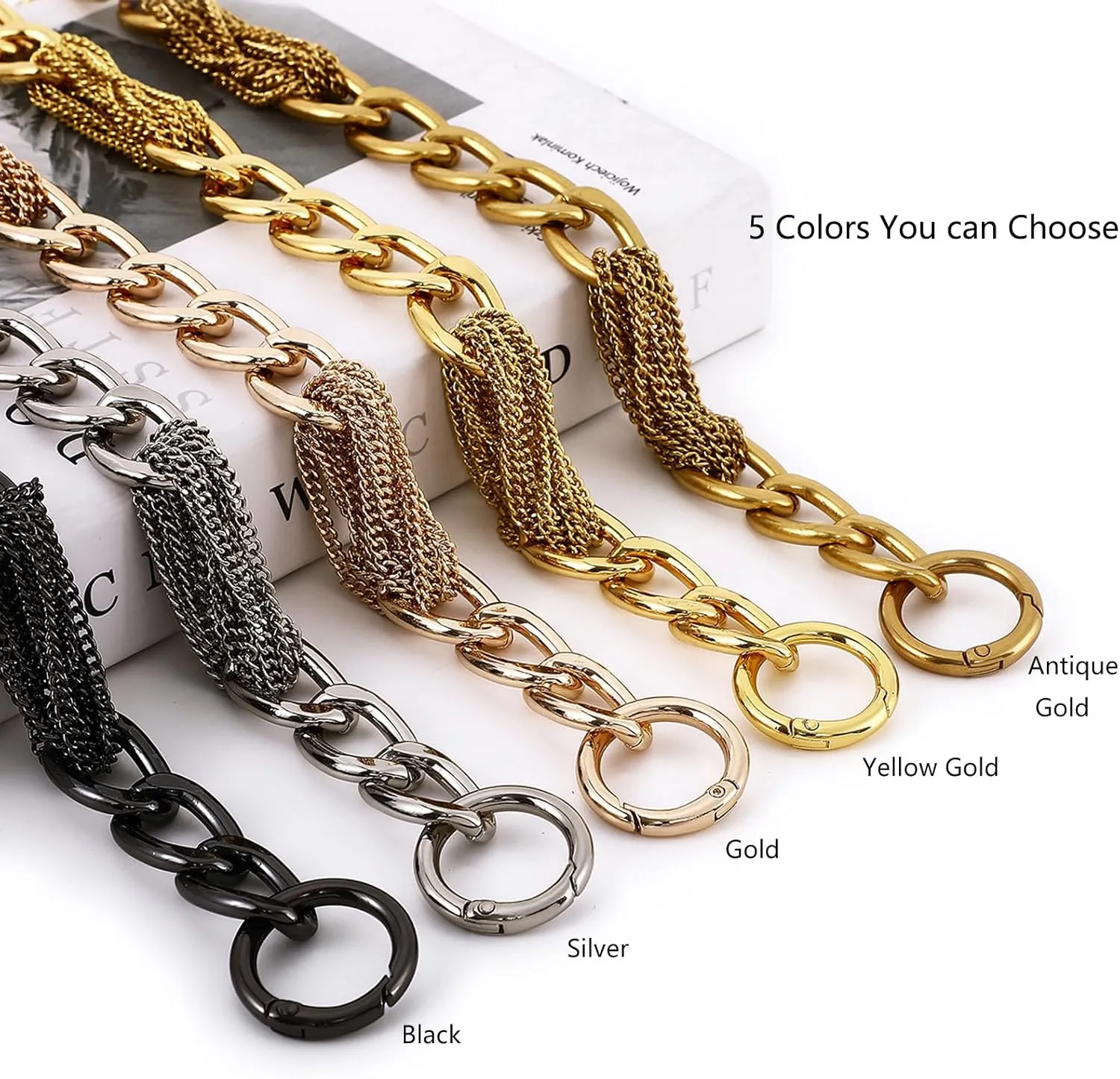 Classy Metal Tassels Bag Chains Purse Handles Shoulder Strap Replacement Charms Accessories (Silver Big 17'')