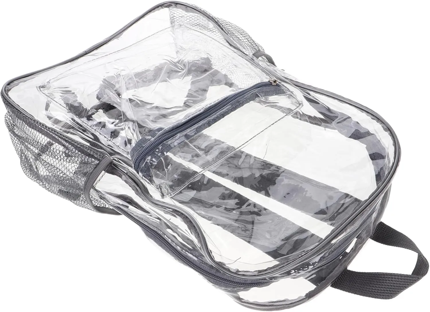 Clear PVC Backpack with Bottle Holders Heavy Duty Transparent Backpack for School Travel Work Ergonomic Design for Comfort Capacity Storage Casual Shoulder Bag