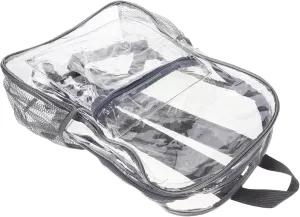 Clear PVC Backpack with Bottle Holders Heavy Duty Transparent Backpack for School Travel Work Ergonomic Design for Comfort Capacity Storage Casual Shoulder Bag
