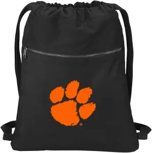 Clemson University Drawstring Backpack RICH CANVAS Clemson Tigers Cinch Bag (Black)