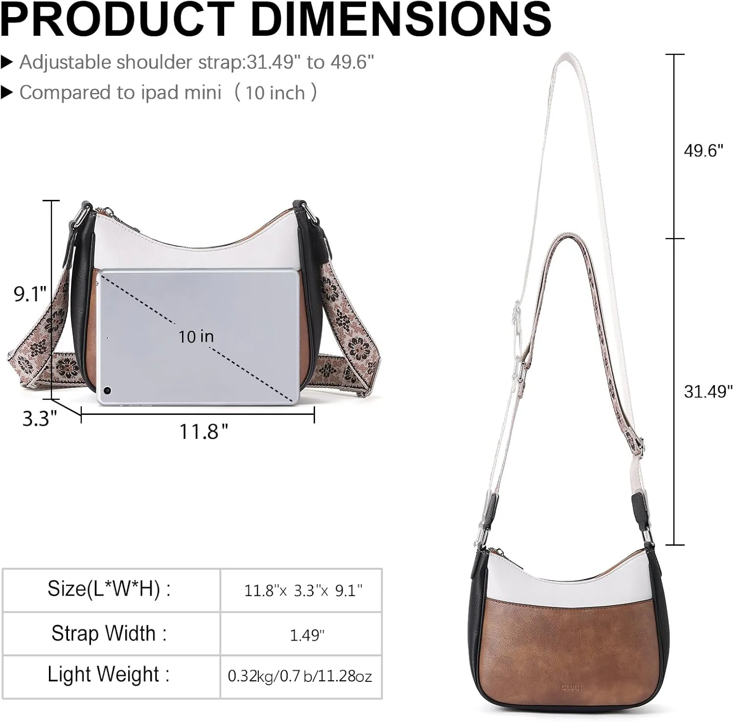 CLUCI Crossbody Bags for Women, Vegan Leather Shoulder Handbags, Purses for Women with Adjustable Wide Strap