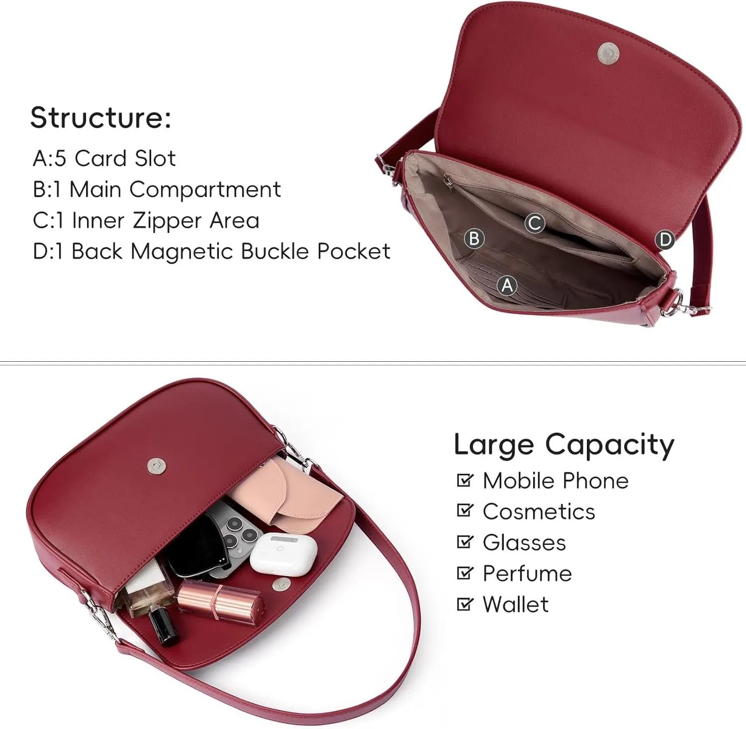 CLUCI Purses for women,Small Shoulder Bag Cute Clutch Designer tote Handbags leather crossbody bag Hobo purse