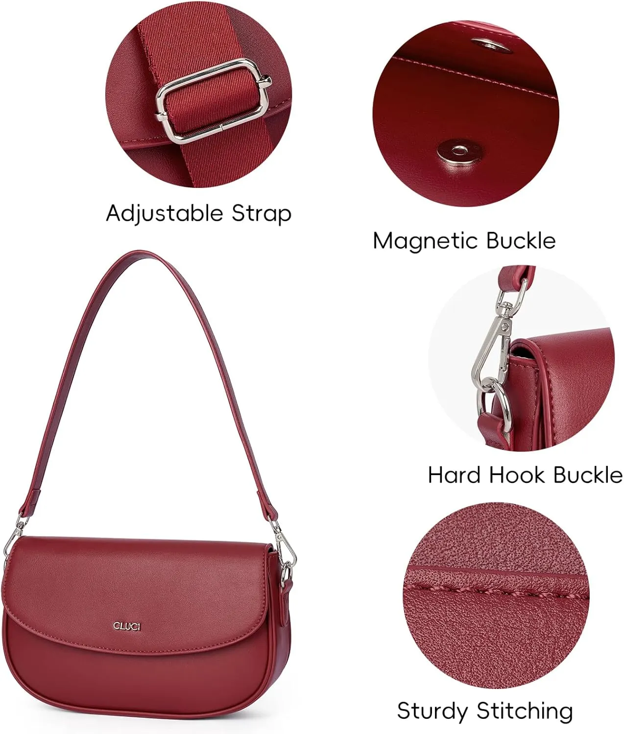 CLUCI Purses for women,Small Shoulder Bag Cute Clutch Designer tote Handbags leather crossbody bag Hobo purse
