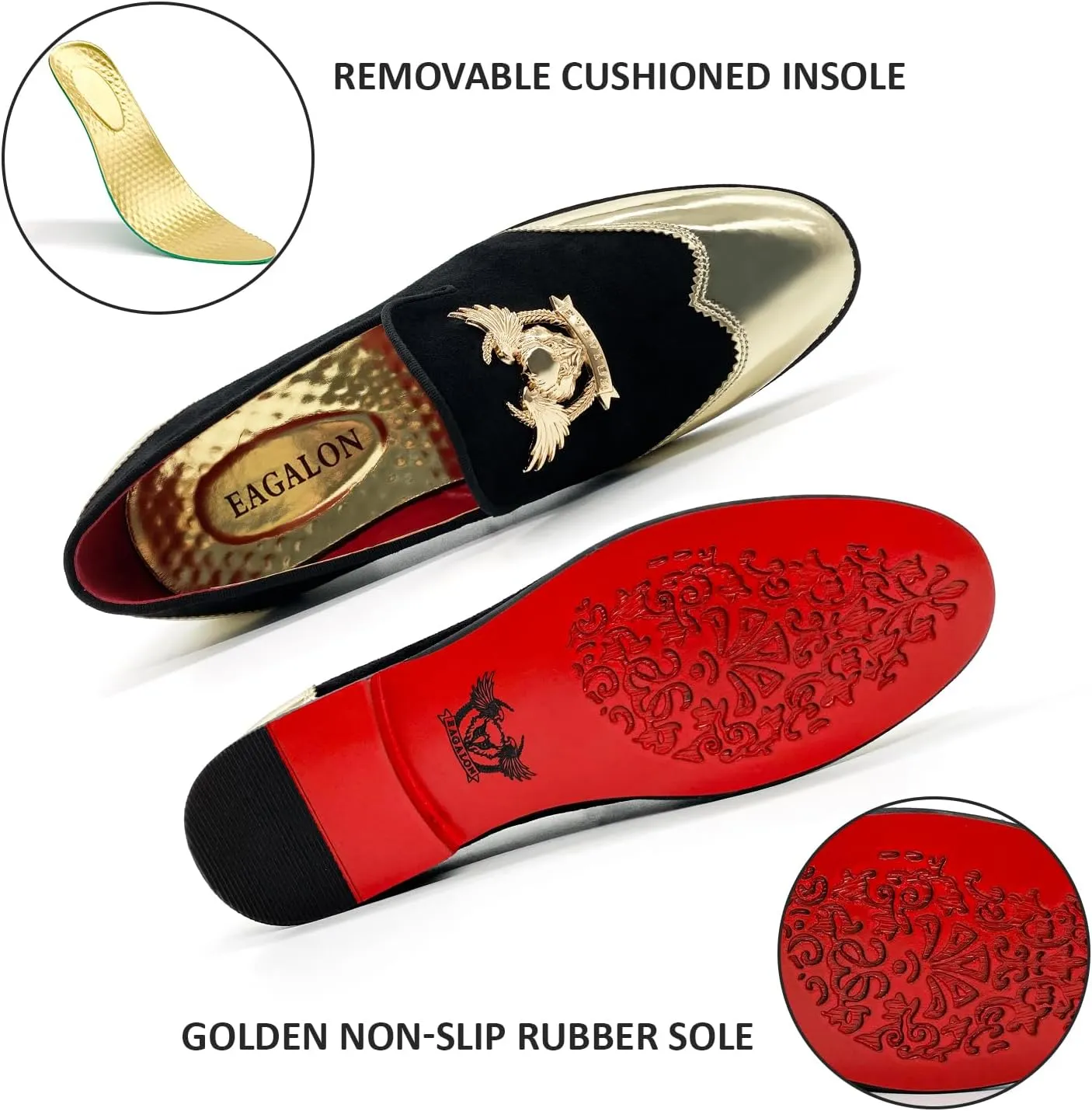 CMM Men's Glitter Loafers Shiny Slip On Dress Shoes Luxury Sparkling Studded Loafers