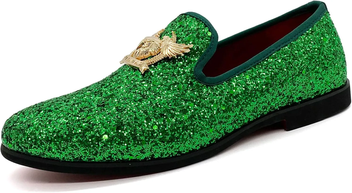 CMM Men's Glitter Loafers Shiny Slip On Dress Shoes Luxury Sparkling Studded Loafers