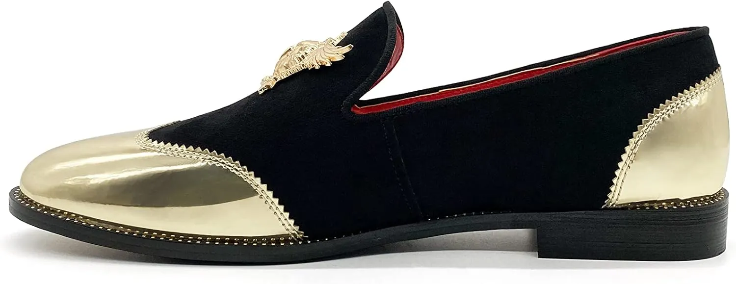CMM Men's Glitter Loafers Shiny Slip On Dress Shoes Luxury Sparkling Studded Loafers