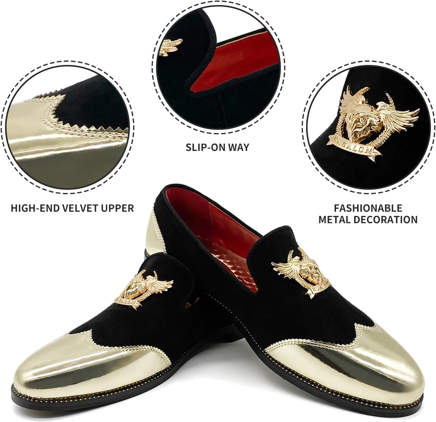CMM Men's Glitter Loafers Shiny Slip On Dress Shoes Luxury Sparkling Studded Loafers