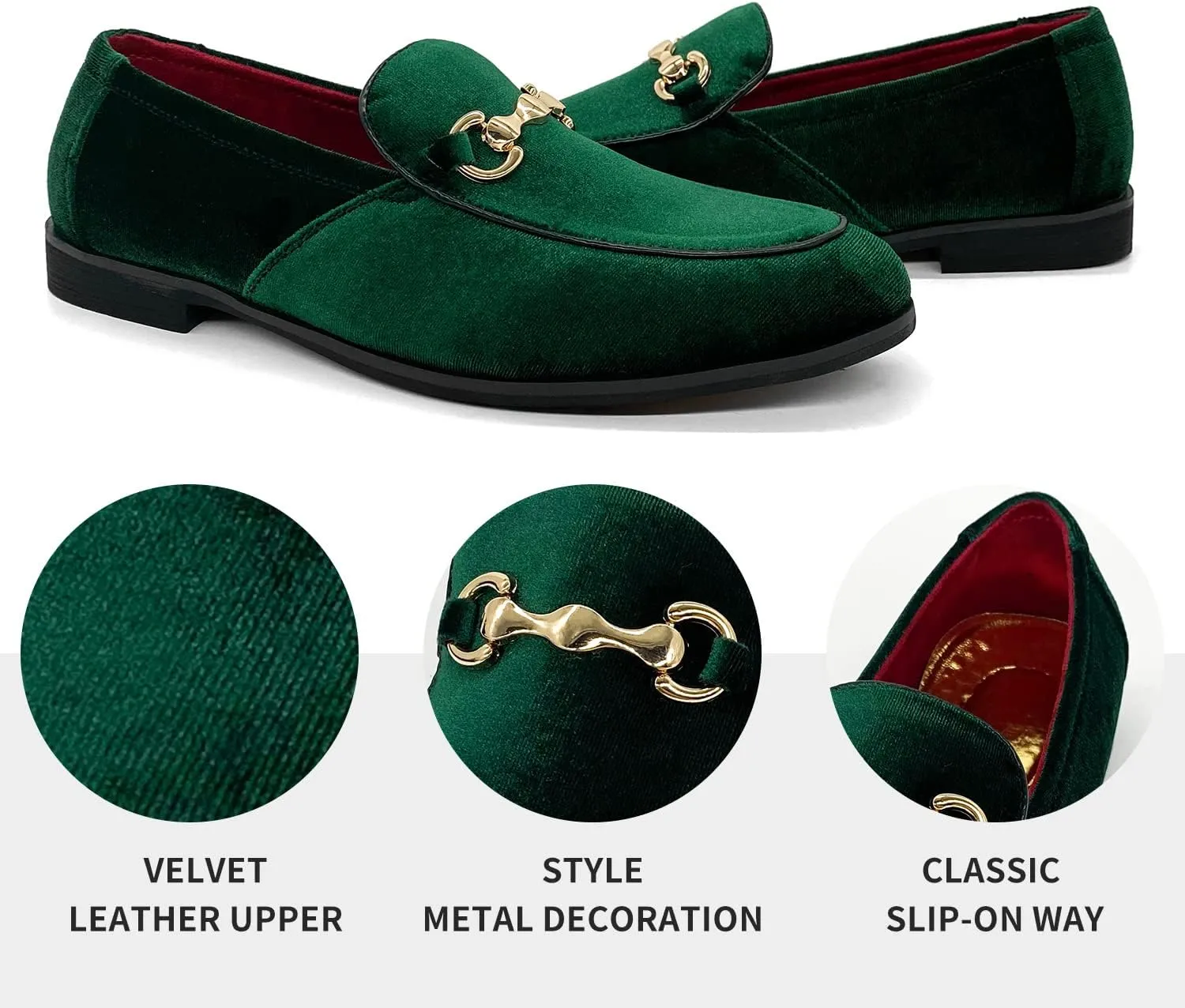 CMM Men's Velvet Slip On Loafers Shiny Metallic Slipper Loafers Luxury Dress Shoes Nightclub Party