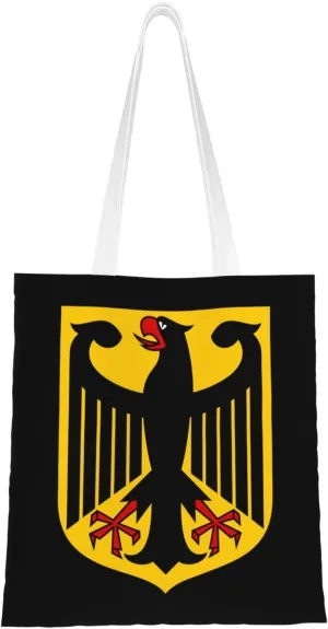 Coat of arms of Germany Tote Bag for Women Canvas Shopping Bags Reusable Large Capacity Casual Shoulder Handbags Grocery Bags DIY Gift Bags