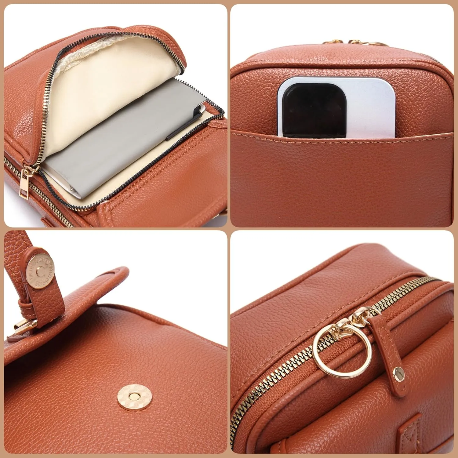 Collaboraten1 Crossbody Leather Bag, Urvashi Crossbody Leather Bag with Card Slots, Anti-Theft Shoulder Bags Women