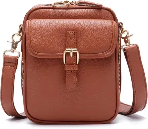 Collaboraten1 Crossbody Leather Bag, Vintage Double Layer Large Capacity Cross Anti Theft Shoulder Bags, Built in Wallet