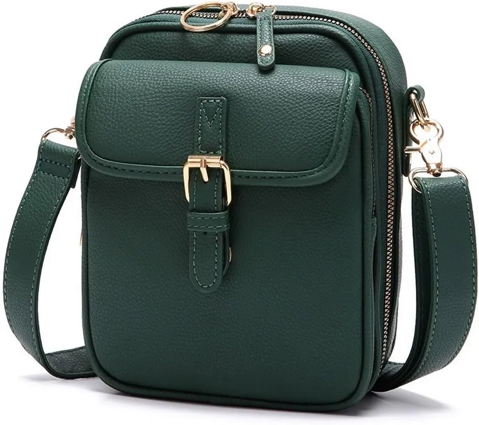 Collaboraten1 Crossbody Leather Bag, Vintage Double Layer Large Capacity Cross Anti Theft Shoulder Bags, Built in Wallet