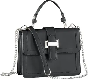 Collections Etc Elegant Classic Handbag with Top Handle and Removable Chain Strap